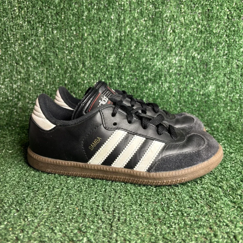 Adidas Samba Classic Leather Suede Gum Sole Soccer Sneakers Black Kids Size‎ 1.5